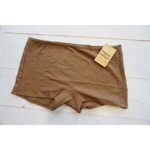 Happy Nation Girls Brown Comfy Cotton Logo Boyshort Underwear - Size +12, NWT